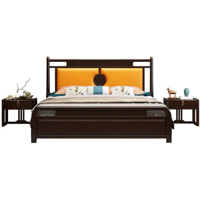 現代簡約新中式全實木雙人床