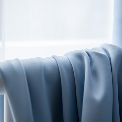 現代簡約純色高精密加厚窗簾